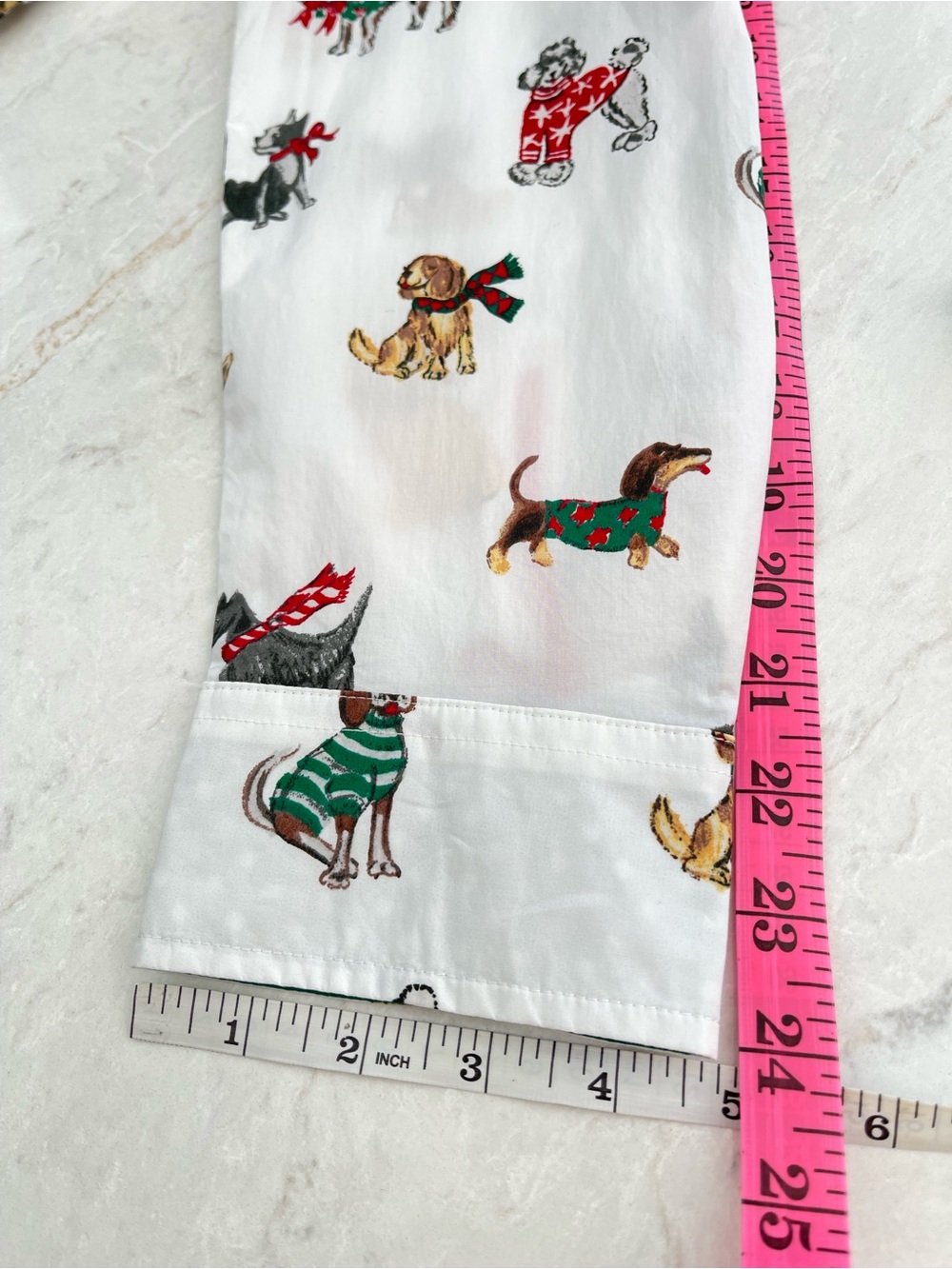 Talbots White Cotton Festive Button-Front Shirt "Dogs of Christmas" Print, Large - Picture 12 of 13